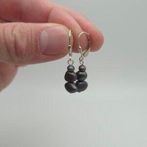 Sterling Silver Genuine Stacked Pearl Earrings A471